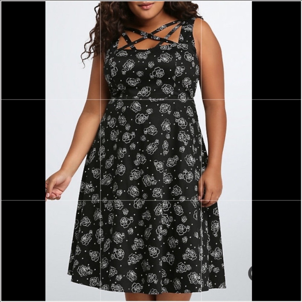 Black, skull/rose swing dress from Torrid